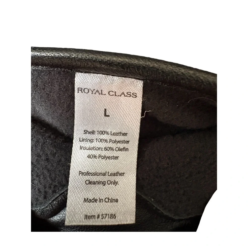 Royal Class Leather Gloves L Black Quilted Insulated Winter‎ Womens